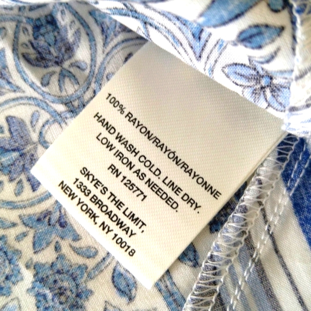 Skye's the limit women's floral v neck ruffle White Blue tank top. Summer, Beach - Picture 7 of 8